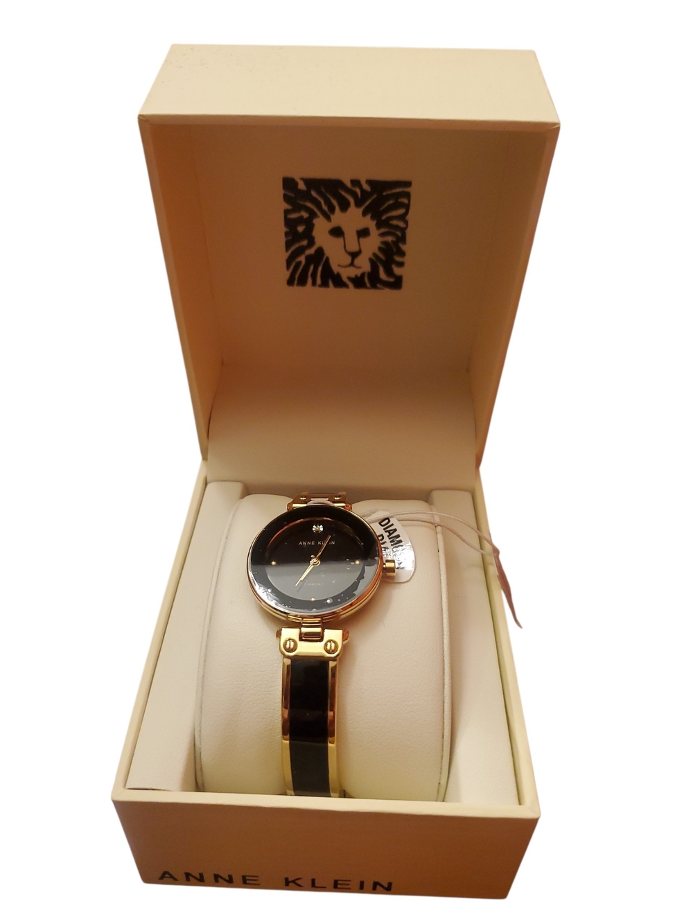 Anne Klein Gold and Black Round Dial Bracelet Watch